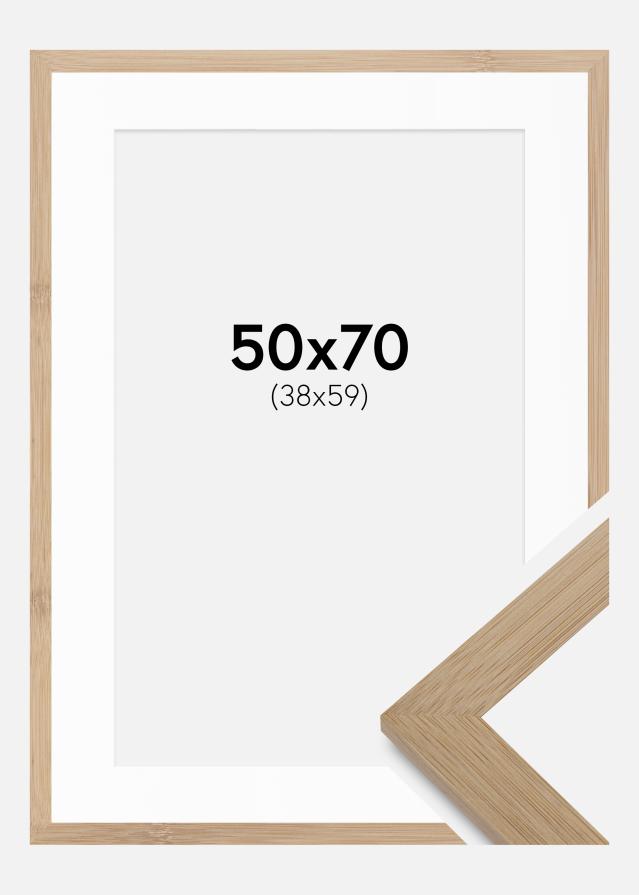 Cadre Hoei Bambou 50x70 cm - Passe-partout Blanc 39x60 cm