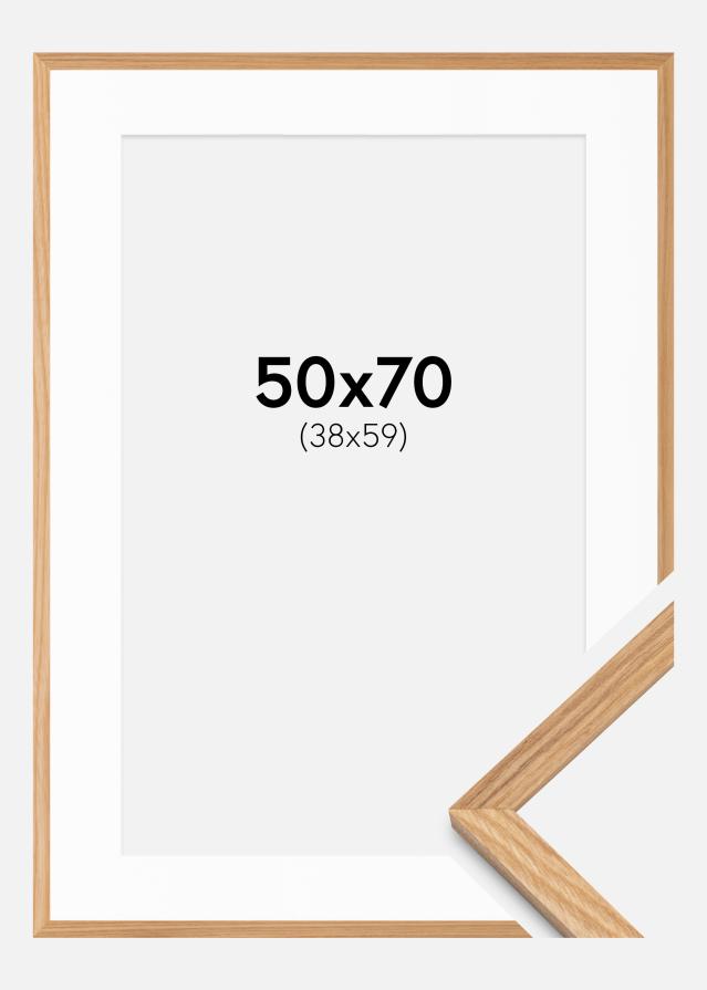 Cadre Chêne Massiv 50x70 cm - Passe-partout Blanc 39x60 cm