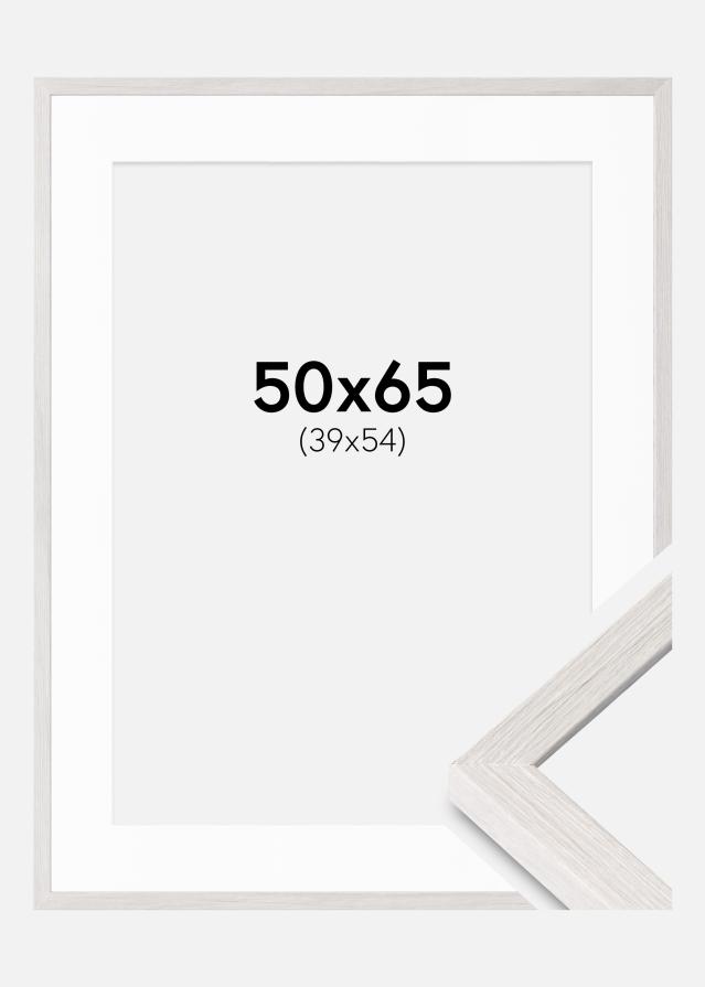 Cadre Ares Chêne Blanc 50x65 cm - Passe-partout Blanc 40x55 cm