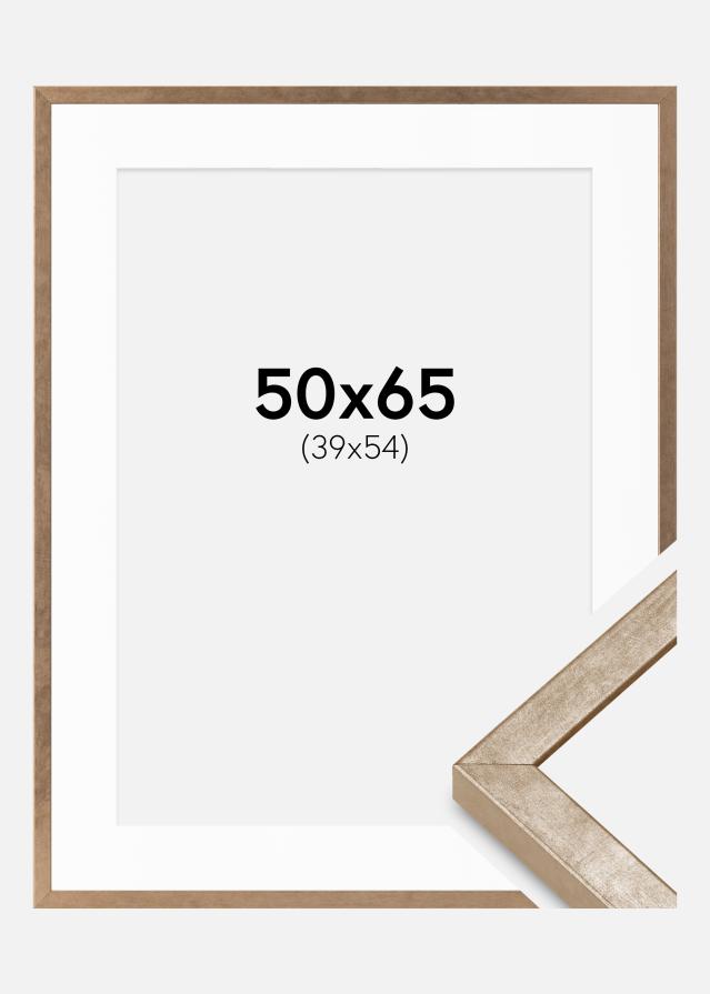 Cadre Ares Laiton 50x65 cm - Passe-partout Blanc 40x55 cm