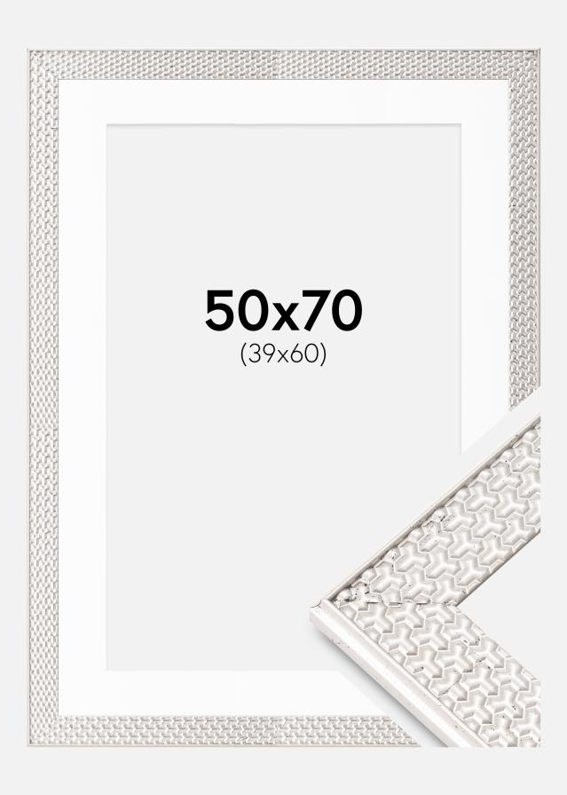 Cadre Grace Argent 50x70 cm - Passe-partout Blanc 40x61 cm