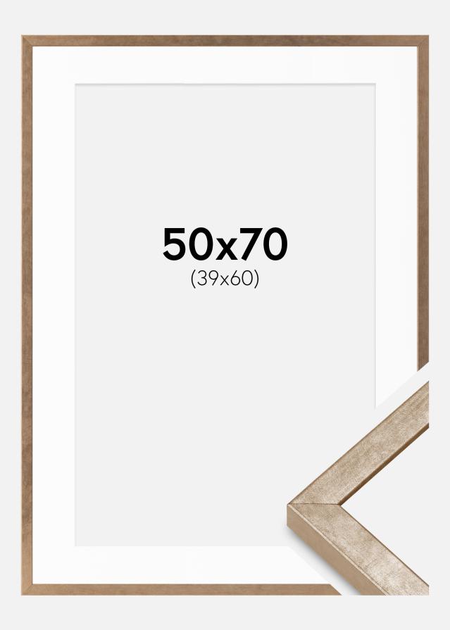Cadre Ares laiton 50x70 cm - Passe-partout Blanc 40x61 cm