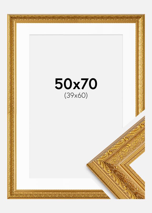 Cadre Ornate Or 50x70 cm - Passe-partout Blanc 40x61 cm
