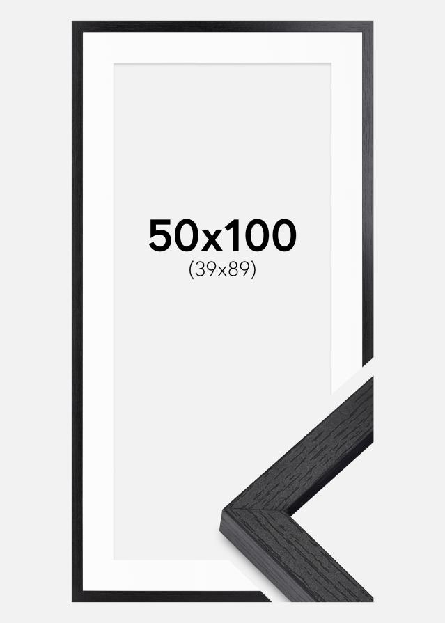 BGA Cadre boîte Noir 50x100 cm - Passe-partout Blanc 40x90 cm