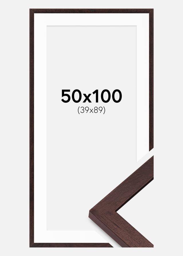 Cadre BGA Classic Noyer 50x100 cm - Passe-partout Blanc 40x90 cm