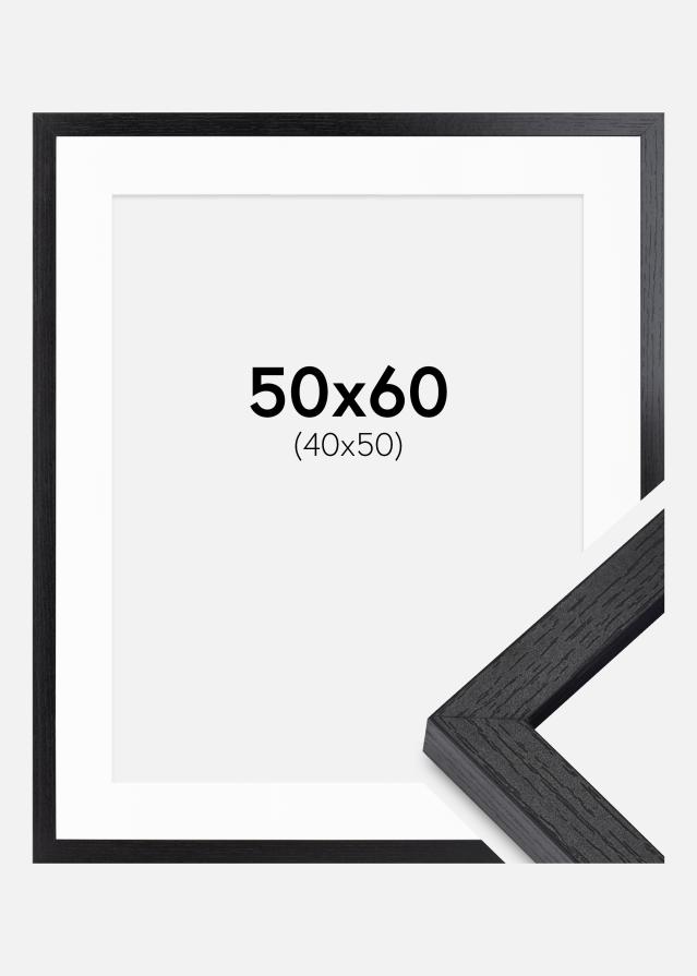 BGA Cadre Boîte Noir 50x60 cm - Passe-partout Blanc 41x51 cm