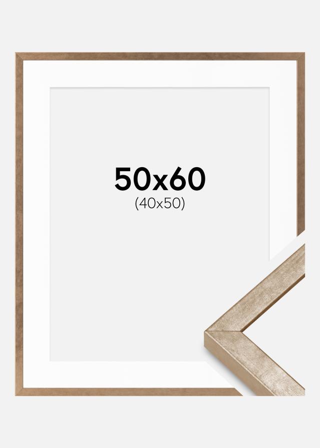 Cadre Ares Laiton 50x60 cm - Passe-partout Blanc 41x51 cm