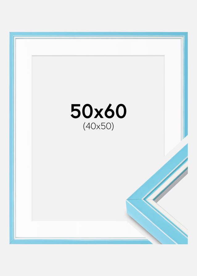 Cadre Diana Bleu Clair 50x60 cm - Passe-partout Blanc 41x51 cm