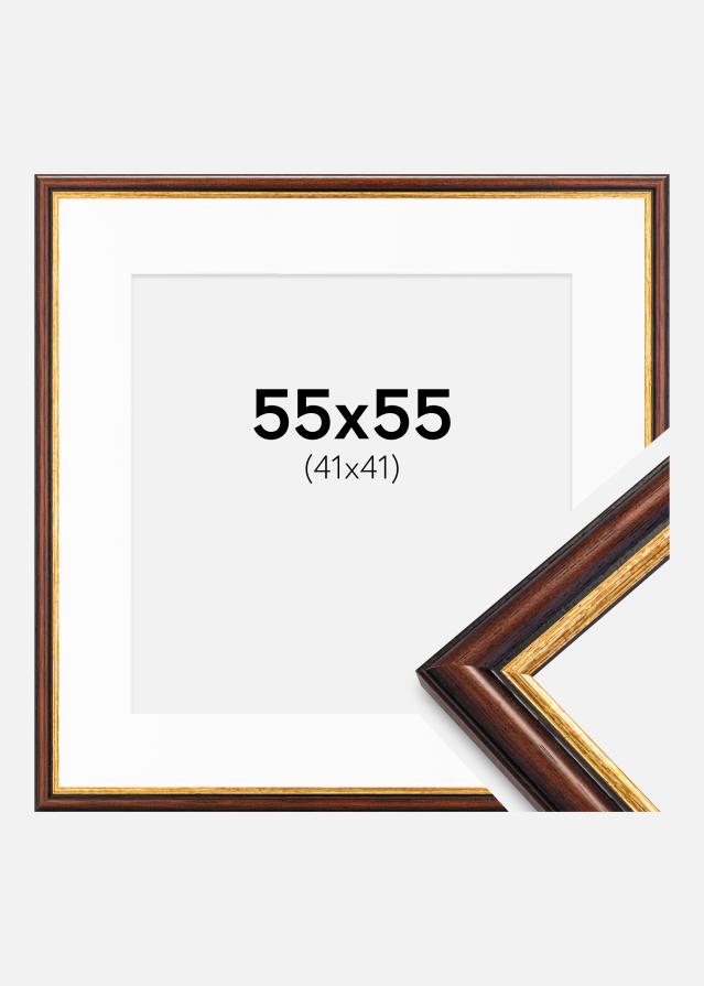 Cadre Siljan Marron 55x55 cm - Passe-partout Blanc 42x42 cm