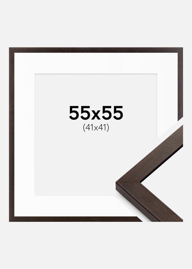 Cadre Selection Noyer 55x55 cm - Passe-partout Blanc 42x42 cm