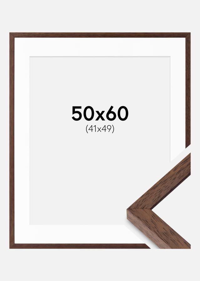 Cadre Ares Teak 50x60 cm - Passe-partout Blanc 42x50 cm