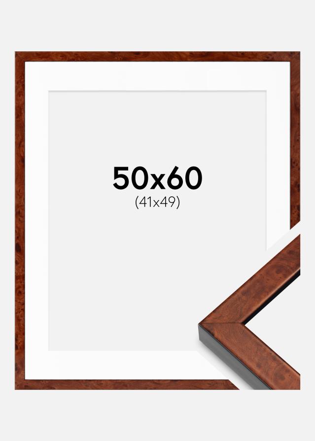 Cadre Hermes Noyer 50x60 cm - Passe-partout Blanc 42x50 cm