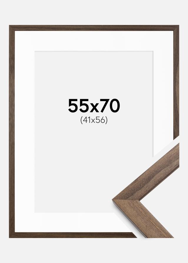 Cadre Stilren Noyer 55x70 cm - Passe-partout Blanc 42x57 cm