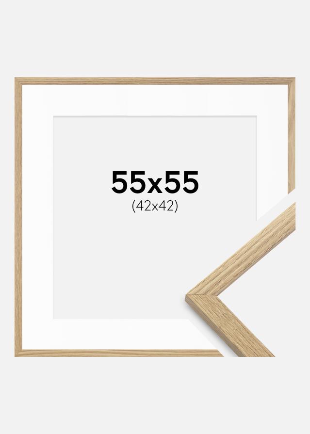 Cadre Trendy Chêne 55x55 cm - Passe-partout Blanc 43x43 cm