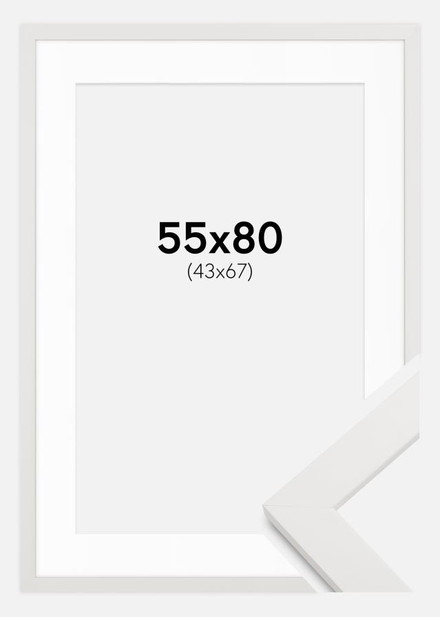 Cadre blanc bois 55x80 cm - Passe-partout Blanc 44x68 cm