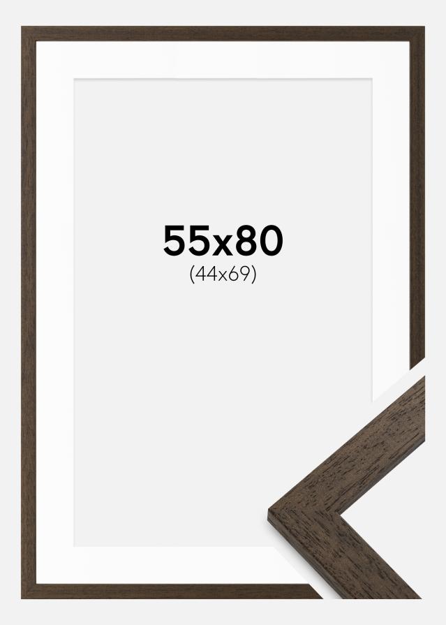 Cadre Marron bois 55x80 cm - Passe-partout Blanc 45x70 cm