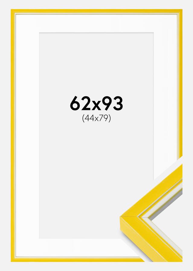 Cadre Diana Jaune 62x93 cm - Passe-partout Blanc 45x80 cm