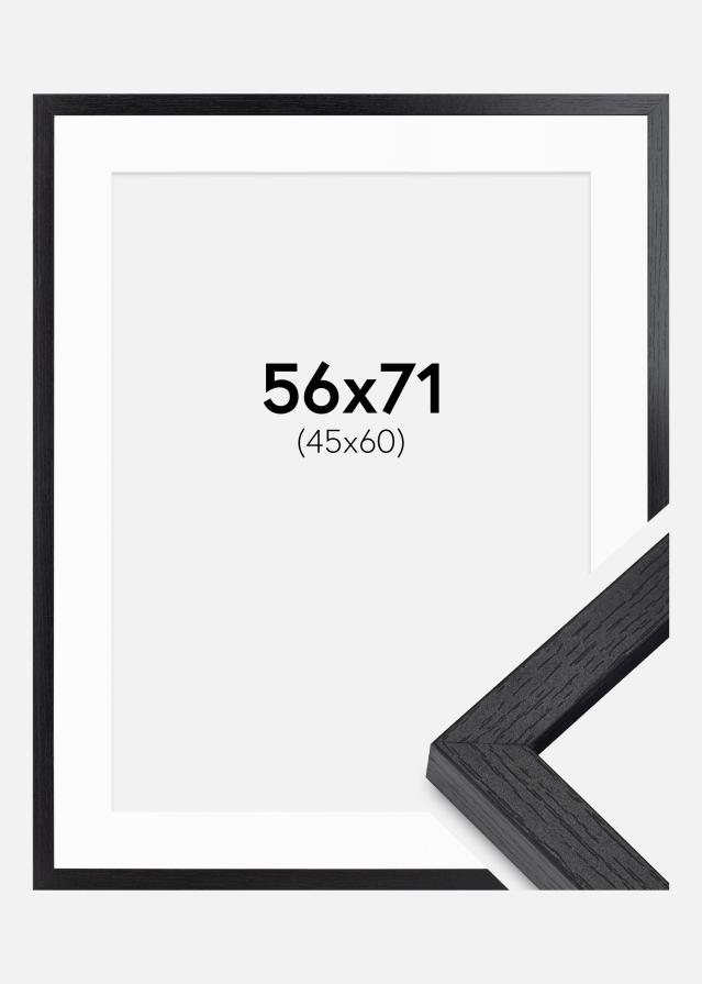 BGA Cadre Boîte Noir 56x71 cm - Passe-partout Blanc 46x61 cm