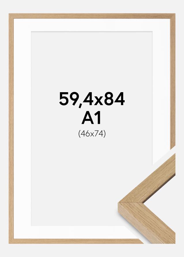 Cadre Hermes Chêne Naturel 59,4x84 cm - Passe-partout Blanc 47x75 cm