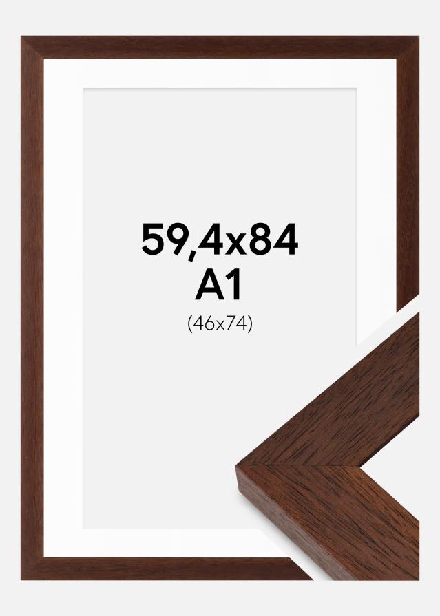 Cadre Juno Teak 59,4x84 cm - Passe-partout Blanc 47x75 cm
