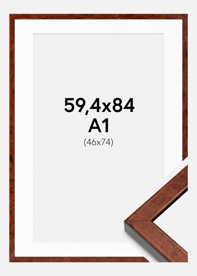 Cadre Hermes Noyer 59,4x84 cm - Passe-partout Blanc 47x75 cm