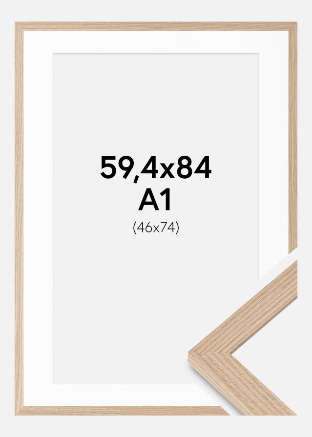 Cadre BGA Classic Chêne 59,4x84 cm - Passe-partout Blanc 47x75 cm