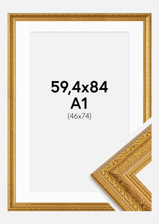 Cadre Ornate Or 59,4x84 cm - Passe-partout Blanc 47x75 cm