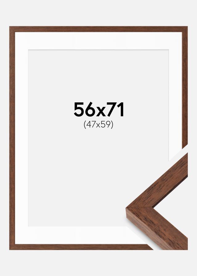 Cadre Hermes Teak 56x71 cm - Passe-partout Blanc 48x60 cm