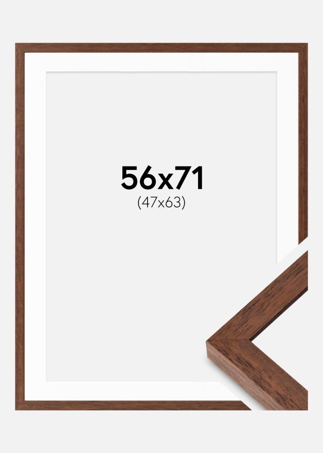 Cadre Hermes Teak 56x71 cm - Passe-partout Blanc 48x64 cm