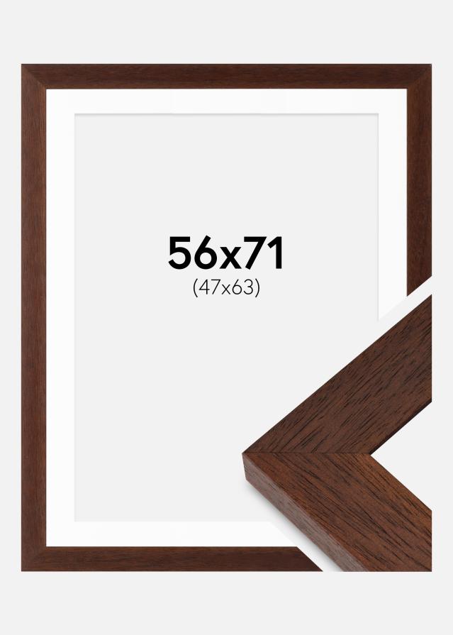 Cadre Juno Teak 56x71 cm - Passe-partout Blanc 48x64 cm