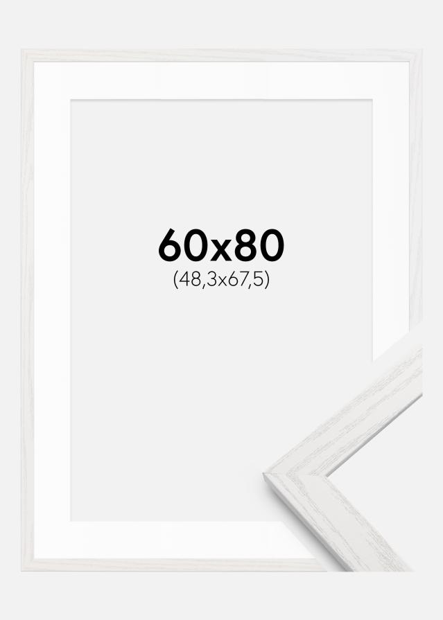 Cadre Stilren Chêne Blanc 60x80 cm - Passe-partout Blanc 49,3x68,5 cm