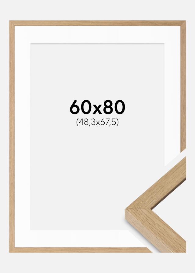 Cadre Hermes Chêne Naturel 60x80 cm - Passe-partout Blanc 49,3x68,5 cm
