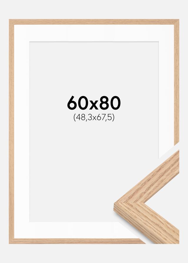 Cadre Tidlös Chêne Massif 60x80 cm - Passe-partout Blanc 49,3x68,5 cm