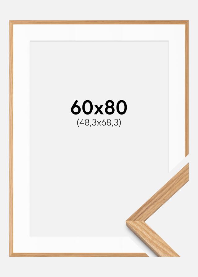 Cadre Chêne Massiv 60x80 cm - Passe-partout Blanc 49,3x69,3 cm