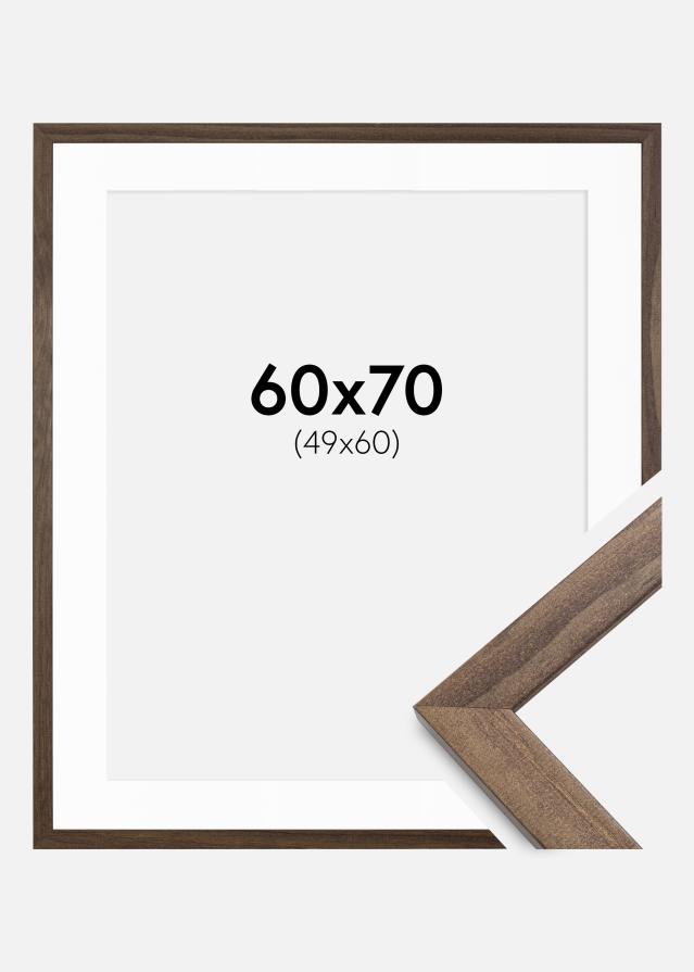 Cadre Stilren Noyer 60x70 cm - Passe-partout Blanc 50x61 cm