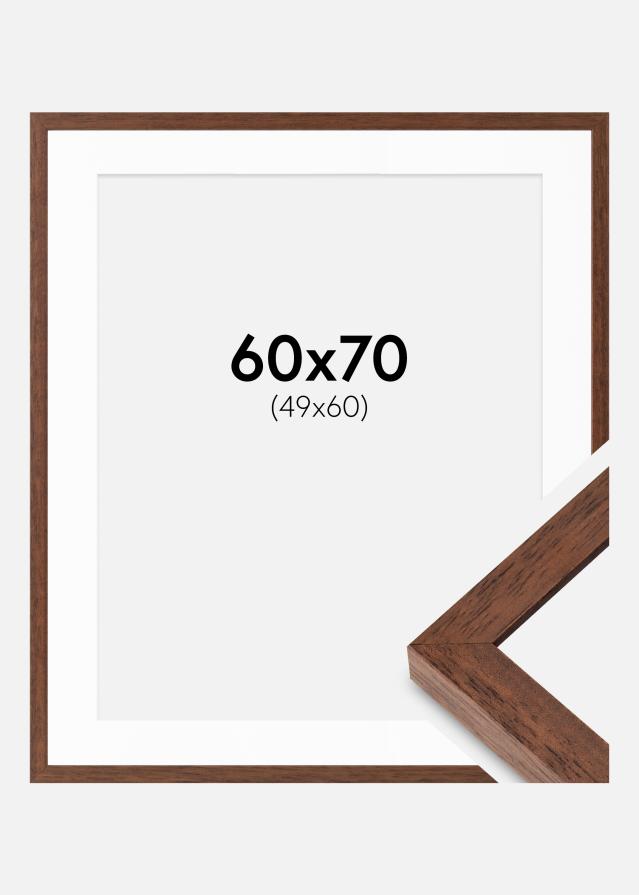 Cadre Hermes Teak 60x70 cm - Passe-partout Blanc 50x61 cm
