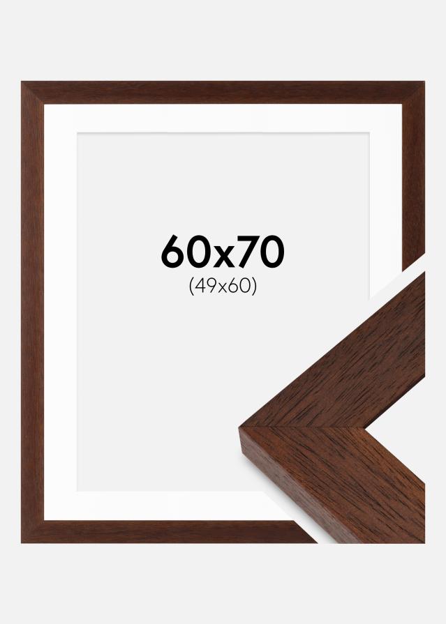Cadre Juno Teak 60x70 cm - Passe-partout Blanc 50x61 cm