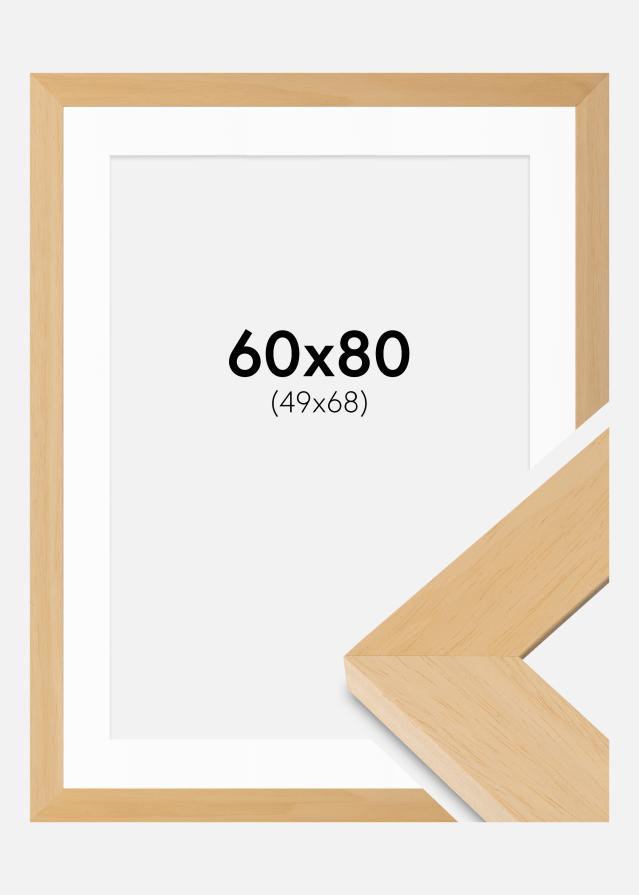 Cadre Juno Bois 60x80 cm - Passe-partout Blanc 50x69 cm