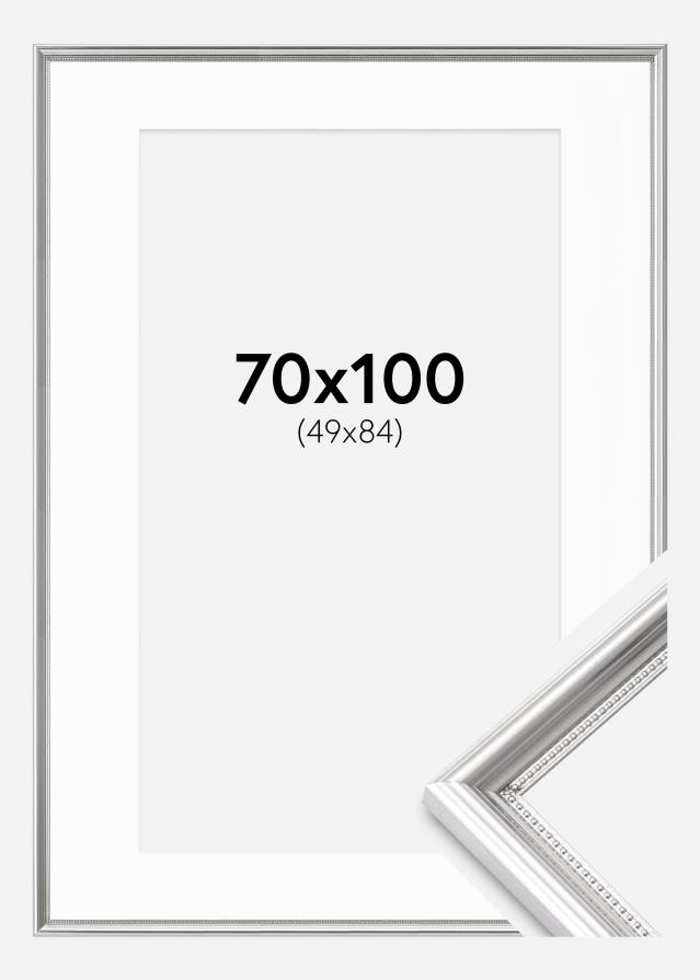 Cadre Gala Argent 70x100 cm - Passe-partout Blanc 50x85 cm