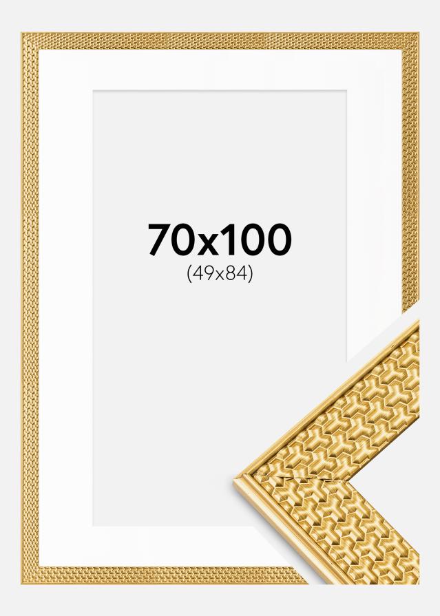 Cadre Grace Or 70x100 cm - Passe-partout Blanc 50x85 cm