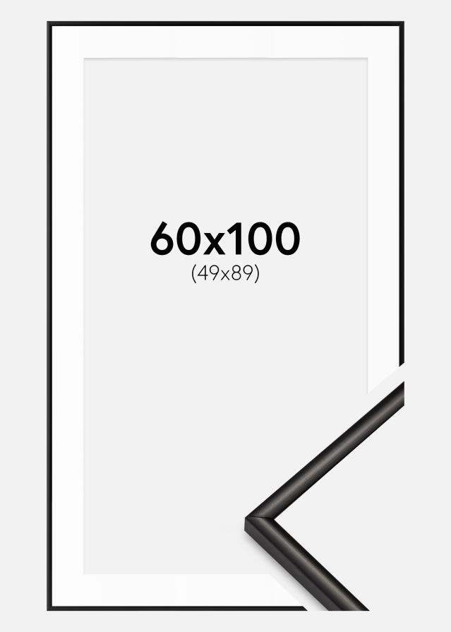 Cadre Scandi Mat Noir 60x100 cm - Passe-partout Blanc 50x90 cm