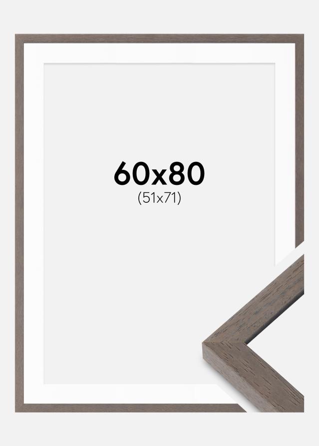Cadre Hermes Gris 60x80 cm - Passe-partout Blanc 52x72 cm