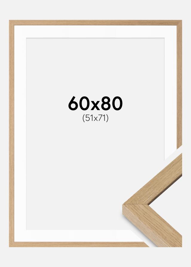 Cadre Hermes Chêne Naturel 60x80 cm - Passe-partout Blanc 52x72 cm