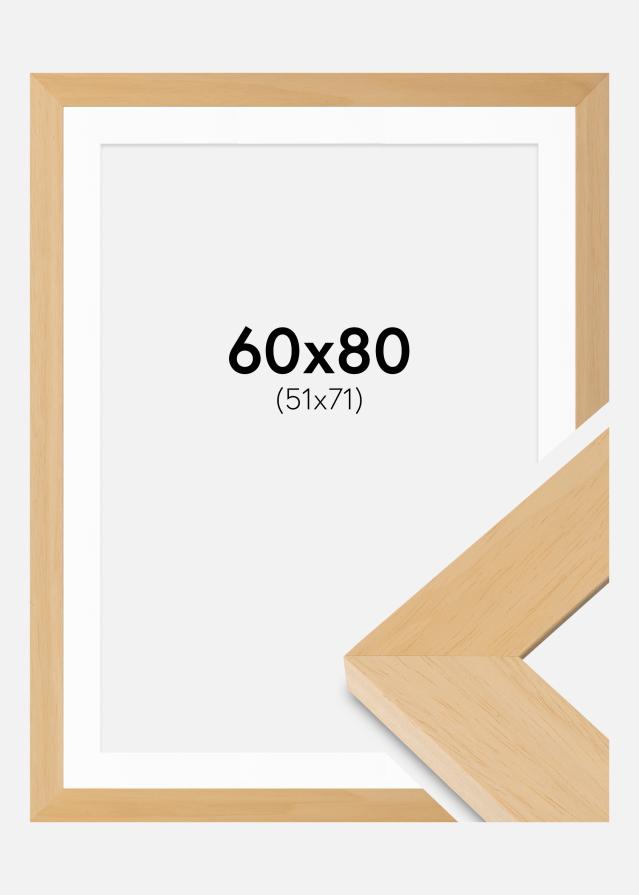 Cadre Juno Bois 60x80 cm - Passe-partout Blanc 52x72 cm