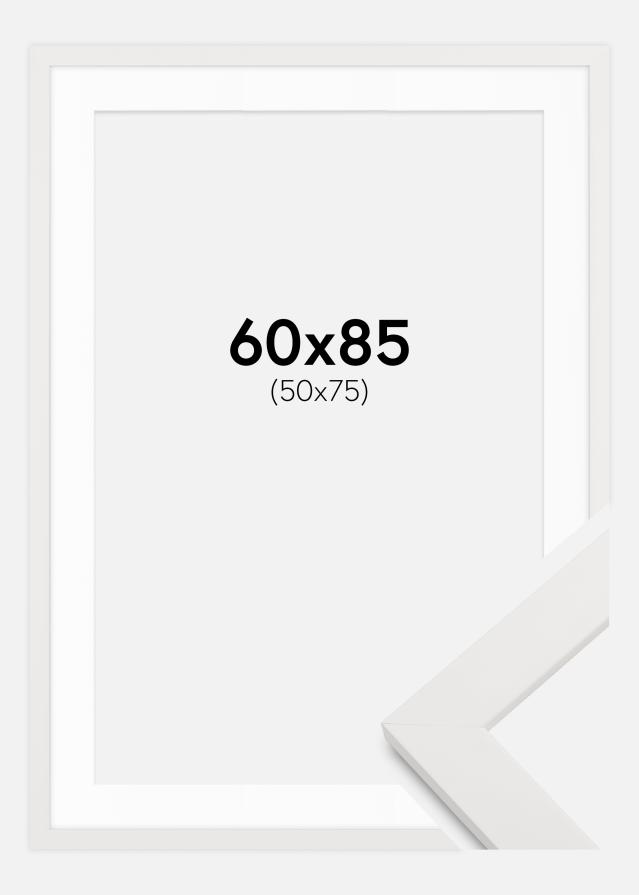 Cadre blanc bois 60x85 cm - Passe-partout Blanc 51x76 cm