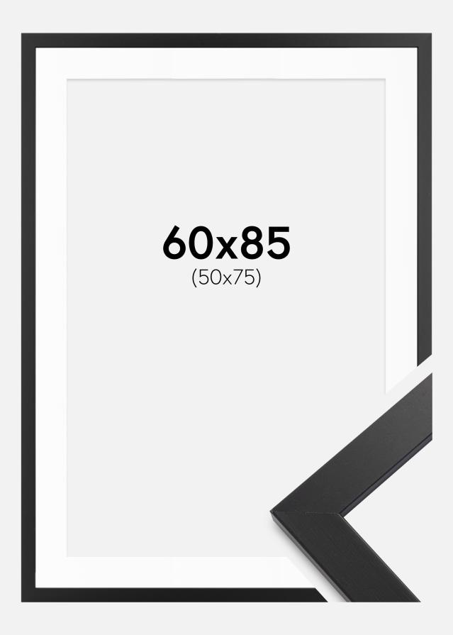 Cadre noir bois 60x85 cm - Passe-partout Blanc 51x76 cm