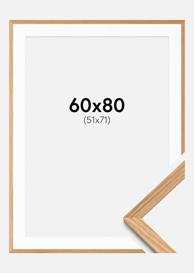 Cadre Chêne Massiv 60x80 cm - Passe-partout Blanc 52x72 cm
