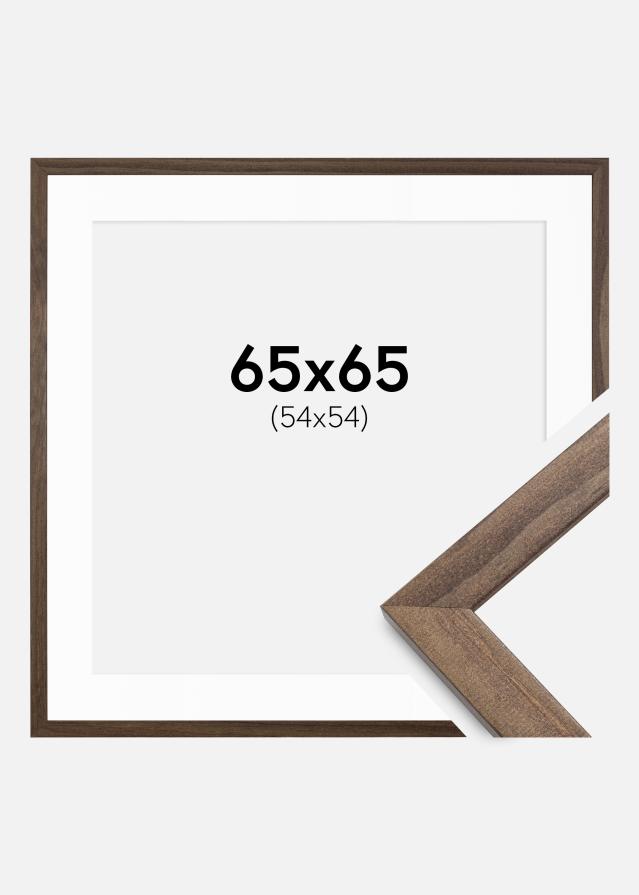 Cadre Stilren Noyer 65x65 cm - Passe-partout Blanc 55x55 cm