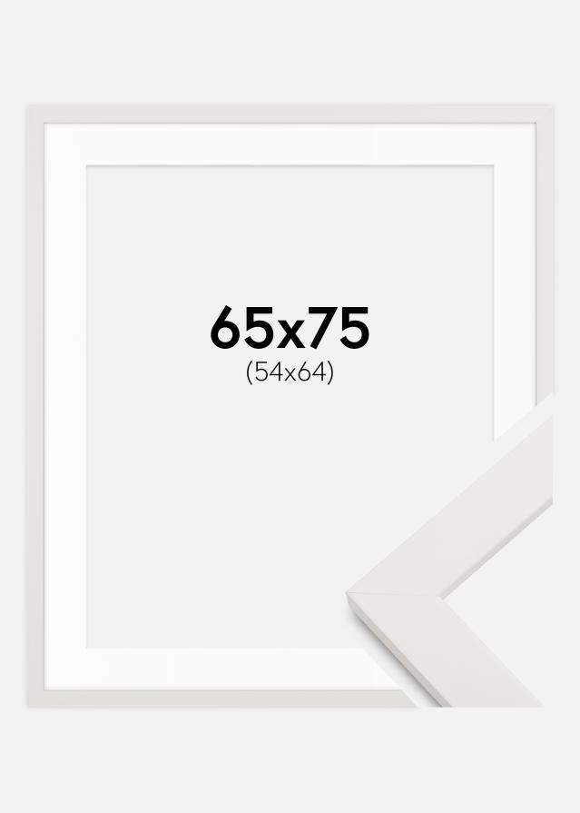 Cadre blanc bois 65x75 cm - Passe-partout Blanc 55x65 cm