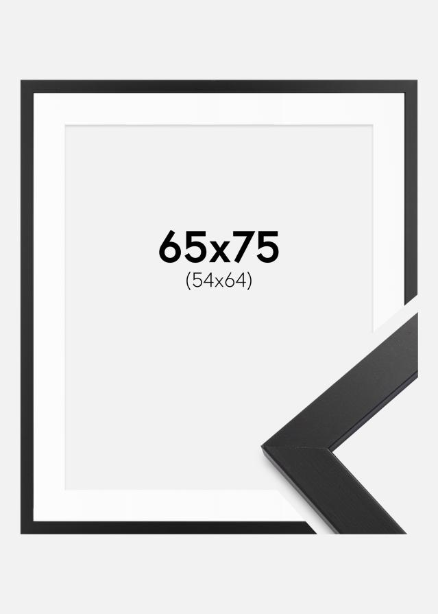 Cadre noir bois 65x75 cm - Passe-partout Blanc 55x65 cm